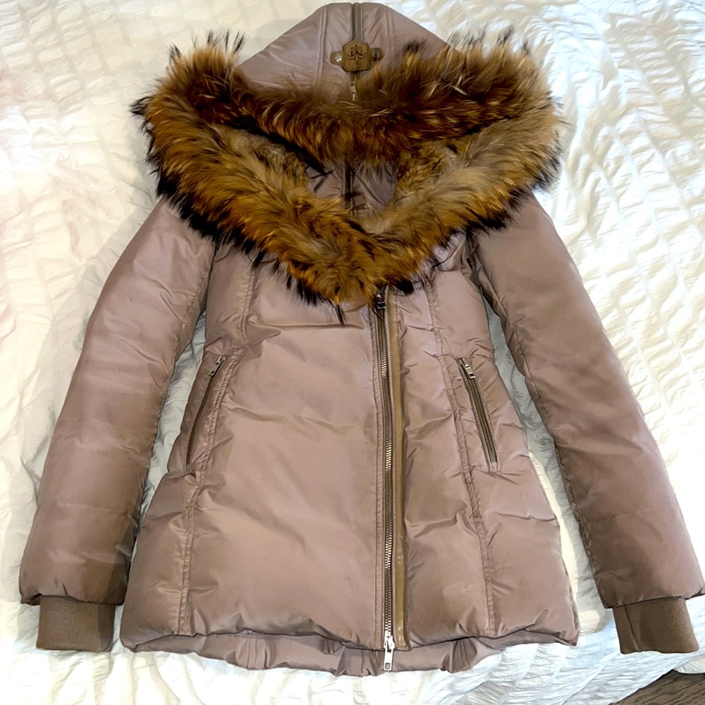 Mackage Adali down jacket - BEIGE with real fur hood - XXS